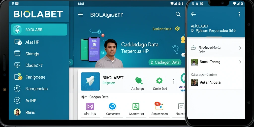 Antarmuka aplikasi BIOLABET yang memudahkan cadangan data.