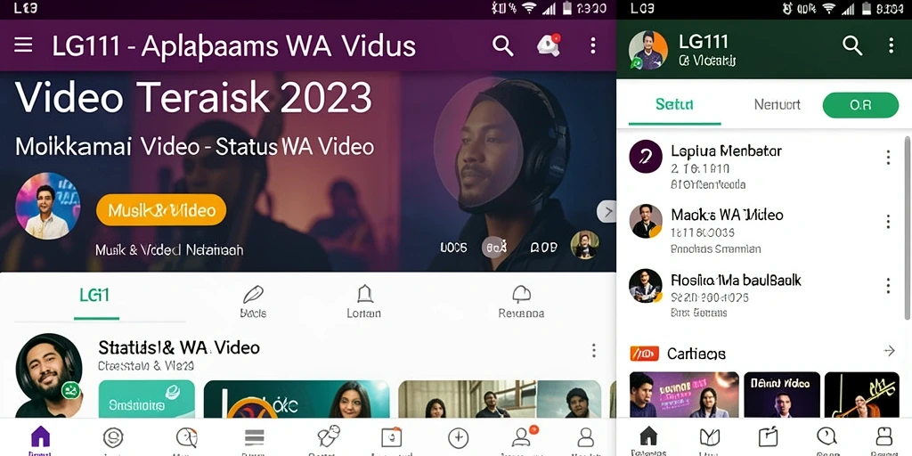 Tampilan antarmuka aplikasi LG111 untuk Status WA Video.