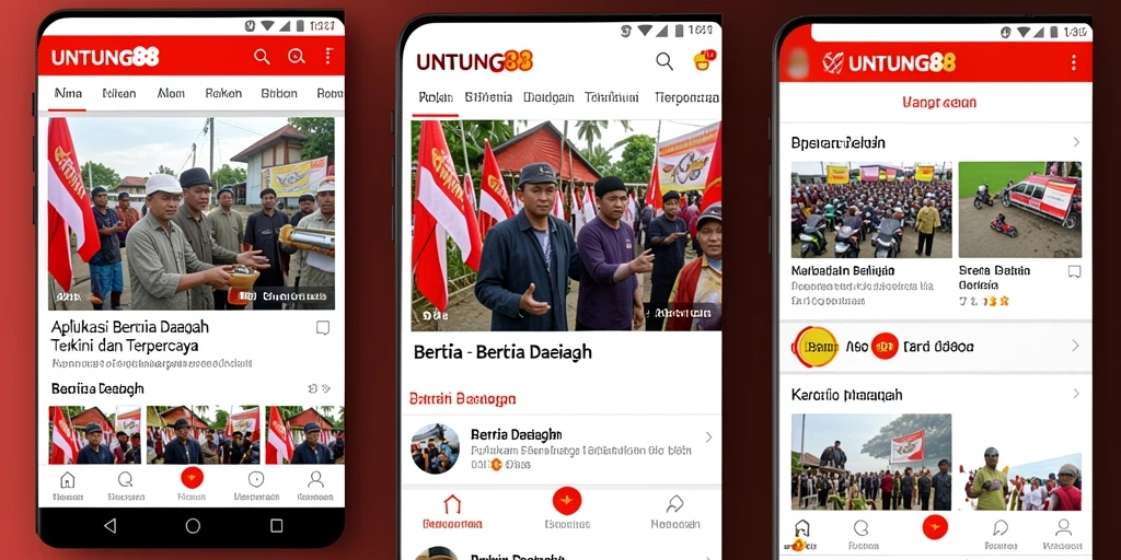 Antarmuka aplikasi UNTUNG88 menampilkan berita daerah terkini dengan jelas.
