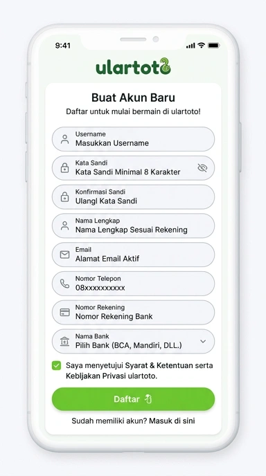 Tampilan halaman daftar ulartoto